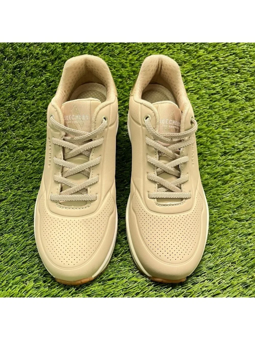 Skechers Uno Shimmer Away Womens Size 7 Beige Athletic Running Shoes Sneakers